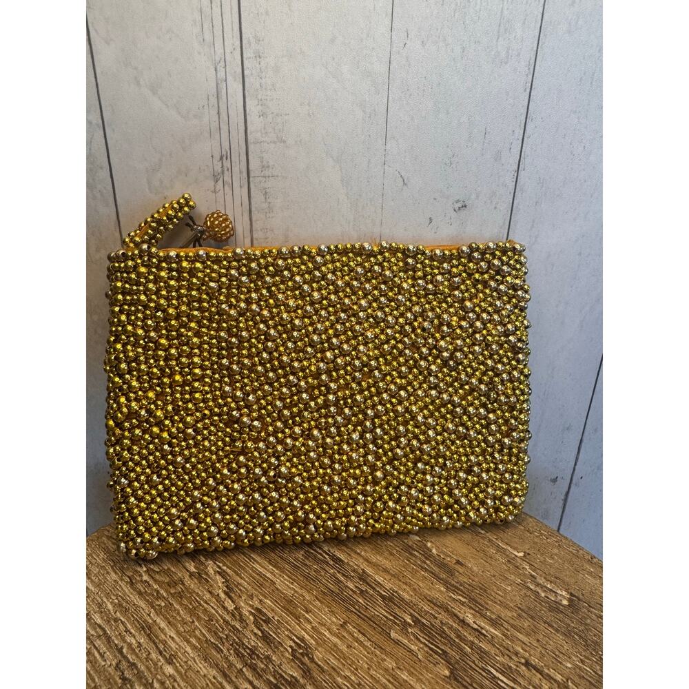 Beaded Coin Purse Gold Wallet Sparkly Gold Pouch FAST SHIP Travel Bag NEW